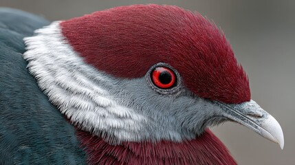 Extreme close up captures intricate detail of a striking tropical bird's head