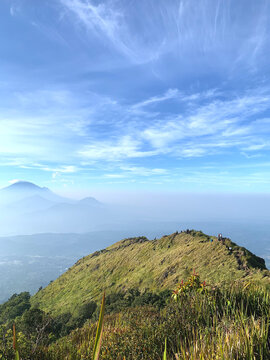 mountain landscape with blue sky and skyview from top mountain