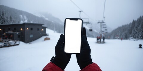 a person holding up a phone with a blank screen