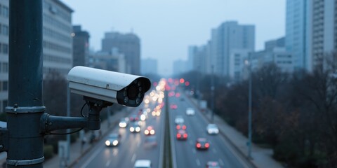 a security camera on a street in a city