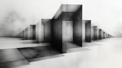 Arches 003, pencil drawing with charcoal shading, on tracing paper