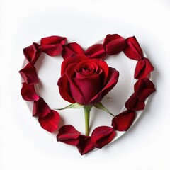 a red rose is in the shape of a heart