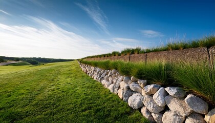 Erosion Control Natural Boulder Retaining Walls Grassy Slopes