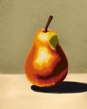 Fresh pear fruit illustration on light background