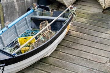 Obraz premium Traditonal fishing boat on the concrete slip in the seaside town of Sheringham, North Norfolk