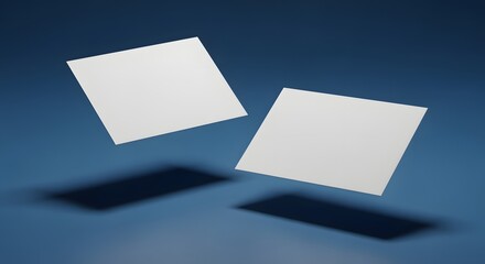 Minimal Floating Blank Card Mockup on Blue Background