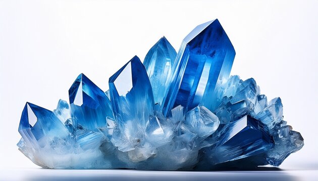 a large blue crystal sits on a white background