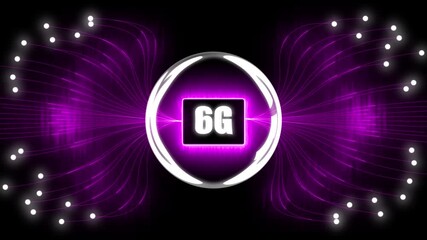 Futuristic glowing neon circuit board artificial 6G speed data 6G technology, advanced technology communication modern neon circuit network artificial intelligence social speed tech light lines.. - Powered by Adobe