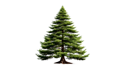  Stylized green pine tree with layered branches and a dark shadow, isolated on a transparent 