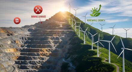 Environmental Damage of Mining vs. Green Growth of Wind Turbines and Renewable Energy