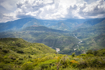 Fototapeta premium hiking the camino real from barichara to guane, trekking, outdoor, santander, colombia, latin ameria, south america