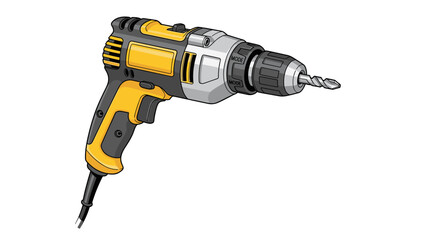 Powerful Electric Drill Vector Illustration: DIY Home Improvement & Construction Tool, Handyman Essential isolated on transparent background for design and advertising