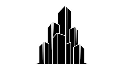 Fototapeta premium Black City Skyline Illustration Silhouette Skyscrapers.