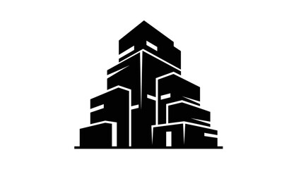 Geometric Black Building Silhouette Illustration 1.