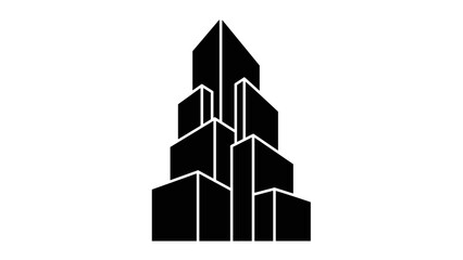 Geometric Black Cityscape Building Structure.