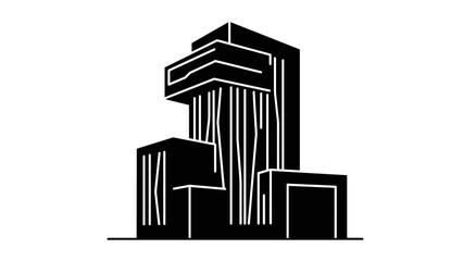 Geometric Building Structure Simple Line Art Design.
