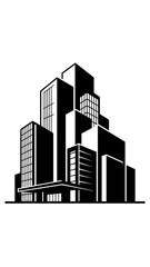 Modern City Buildings Silhouette Vector Illustration.