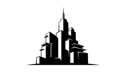 Modern City Skyline Silhouette Illustration.