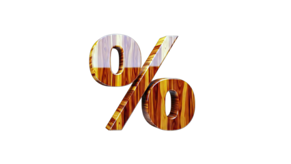 Wooden Percentage Symbol on White Background