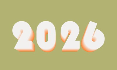 3D White 2026 Year Glow Design