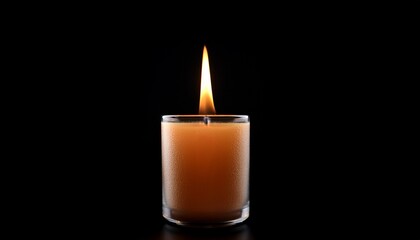 Lit Candle Flame Low Light Black Background