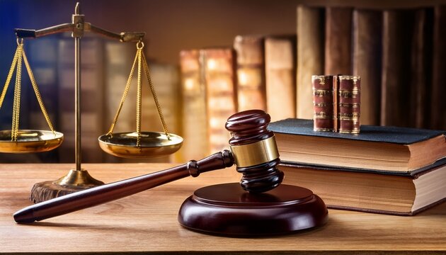 wooden judge gavel and legal books on table law and justice concept