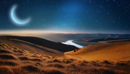 Landscape With Moon And Stars