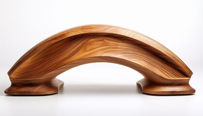 curved wooden furniture base with grooved details on white