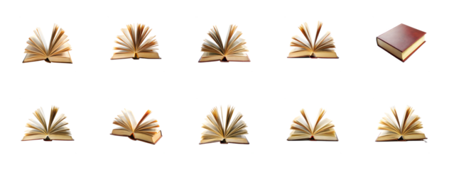 Collection of Book isolated on transparent background