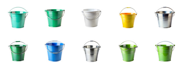 Collection of Bucket isolated on transparent background