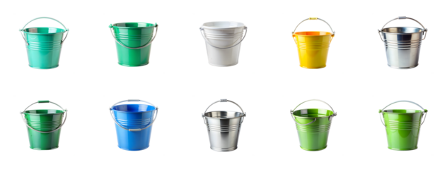 Collection of Bucket isolated on transparent background