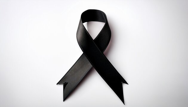 black ribbon isolated on white background rest in peace concept and mourning
