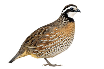Bobwhite Quail Close Up Detailed Feather Pattern Brown White Black Facial Markings Game Bird Portrait