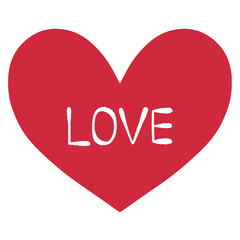 文字が書かれた赤いハート　LOVE