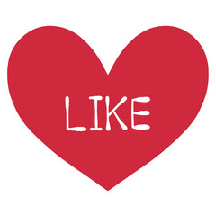 文字が書かれた赤いハート　LIKE