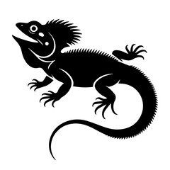 Obraz premium Lizard Silhouette Illustration – Black Reptile Animal Shape Vector Art for Nature, Wildlife Animal on White Background.