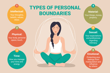 Personal Boundaries Diagram: Emotional, Intellectual, Physical, Temporal, Material