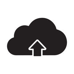 Cloud Icon with Up Arrow Symbol for Uploading Data