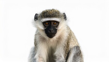 Obraz premium vervet monkey sitting front view isolated on white background