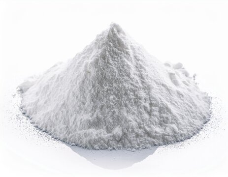 heap or pile of white baking soda powder isolated on white background sodium cooking food ingredient culinary kitchen household carbonate or bicarbonate product alkaline recipe neutralizer