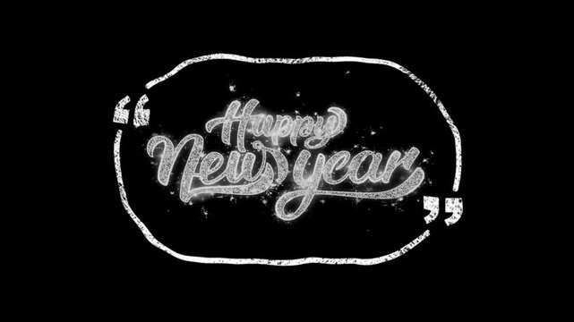 shiny glitter happy new year greeting grunge college style animation
