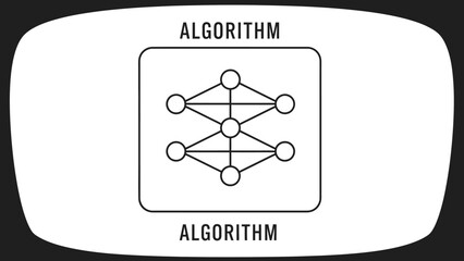 Abstract representation of an algorithm in the form of a neural network diagram symbolizing complexity and data processing