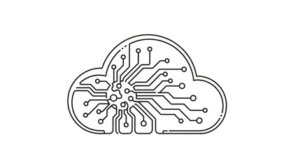 Cloud Computing Technology Icon Representing Digital Data Storage and Network Connectivity