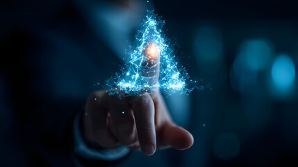 Human hand touching digital glowing energy, futuristic technology concept, innovation and connection.