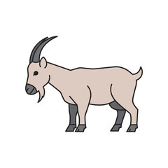 Simple Cartoon Illustration of a Domestic Goat Standing.