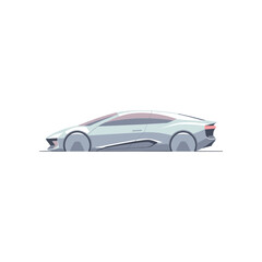 Obraz premium Sleek futuristic silver electric car design concept for modern transportation.