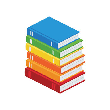 Stack of Colorful Books Isometric View Education and Learning Concept.