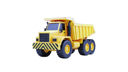 Fototapeta premium Yellow Dump Truck Isolated on White Background