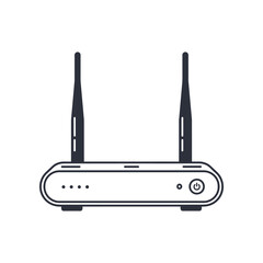 Stylized Router Illustration with Two Antennas for Wireless Connectivity.