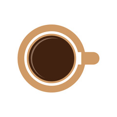 TopDown View of a Cup of Coffee with Handle.